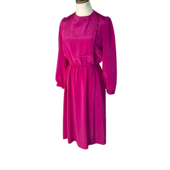 Lady Carol Dresses & Skirts - Vintage Lady Carol Petites Womens Midi Dress Size 10 Purple Pintucked